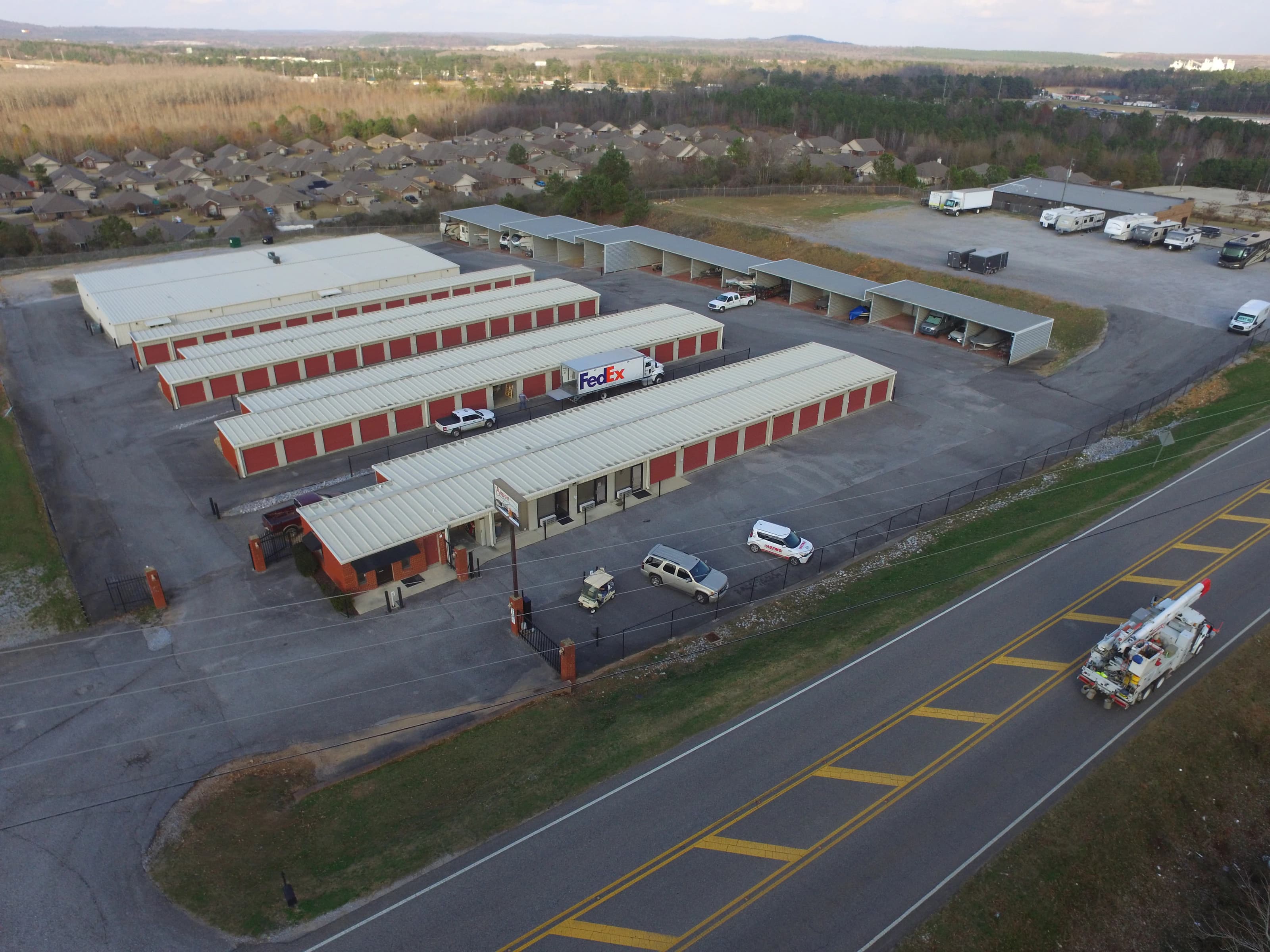 Aerial view of Airport Mini Storage in Calera