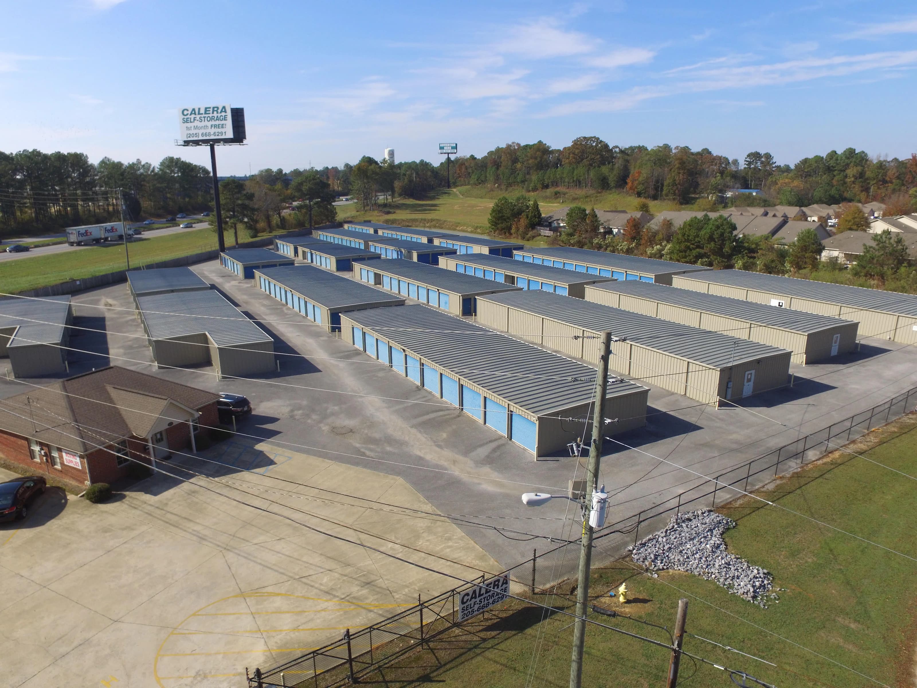 Aerial view of Metro Mini Storage on Highway 22